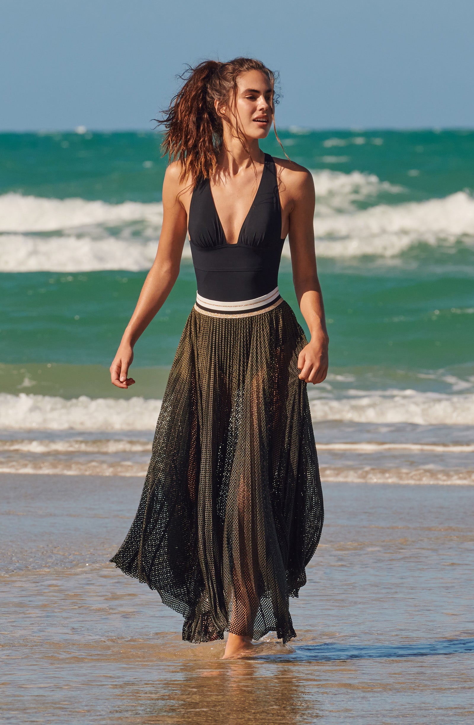 capri Maillot de bain une pièce croisé dos noir