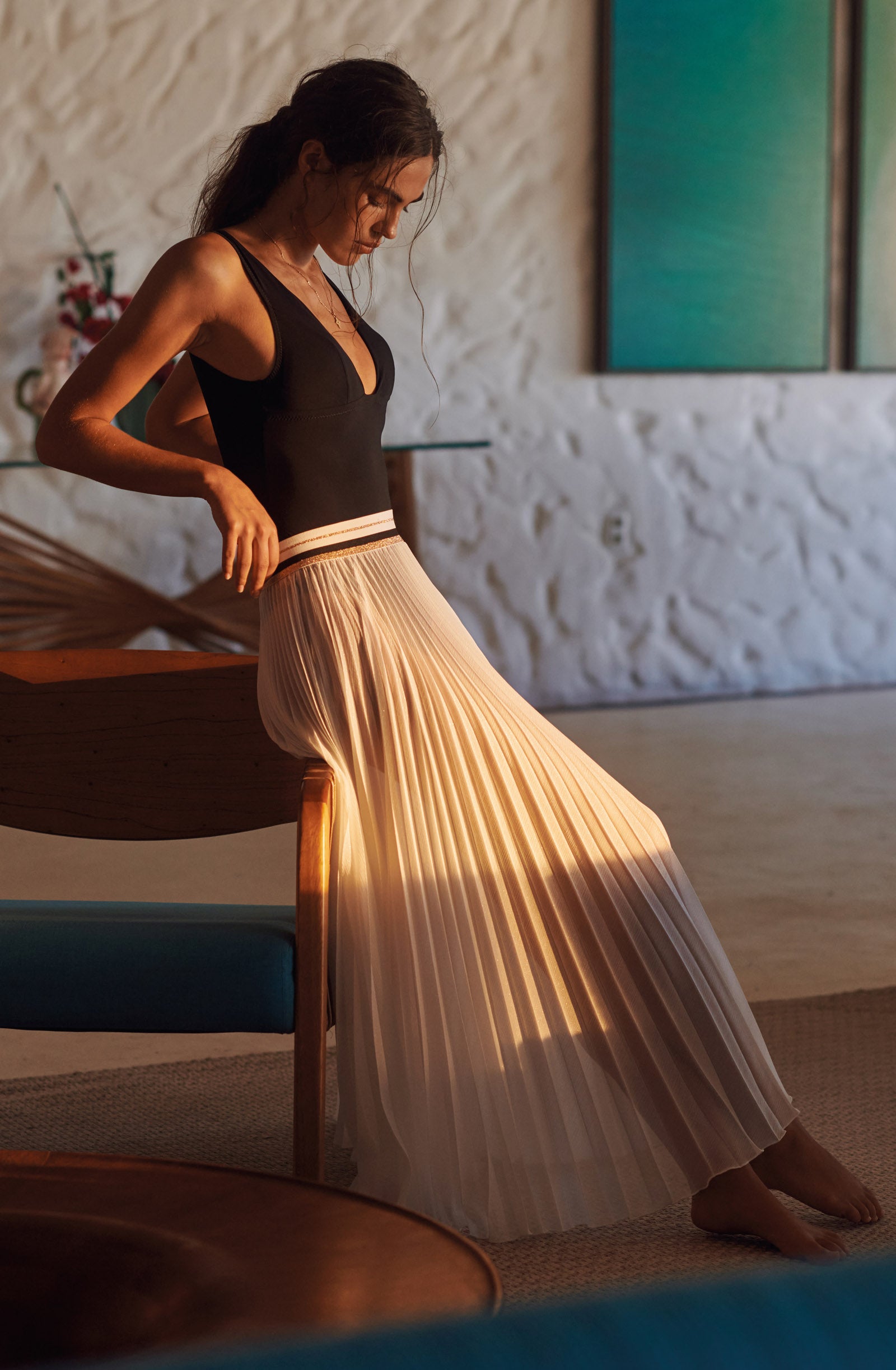 jankan Jupe longue plissée blanche