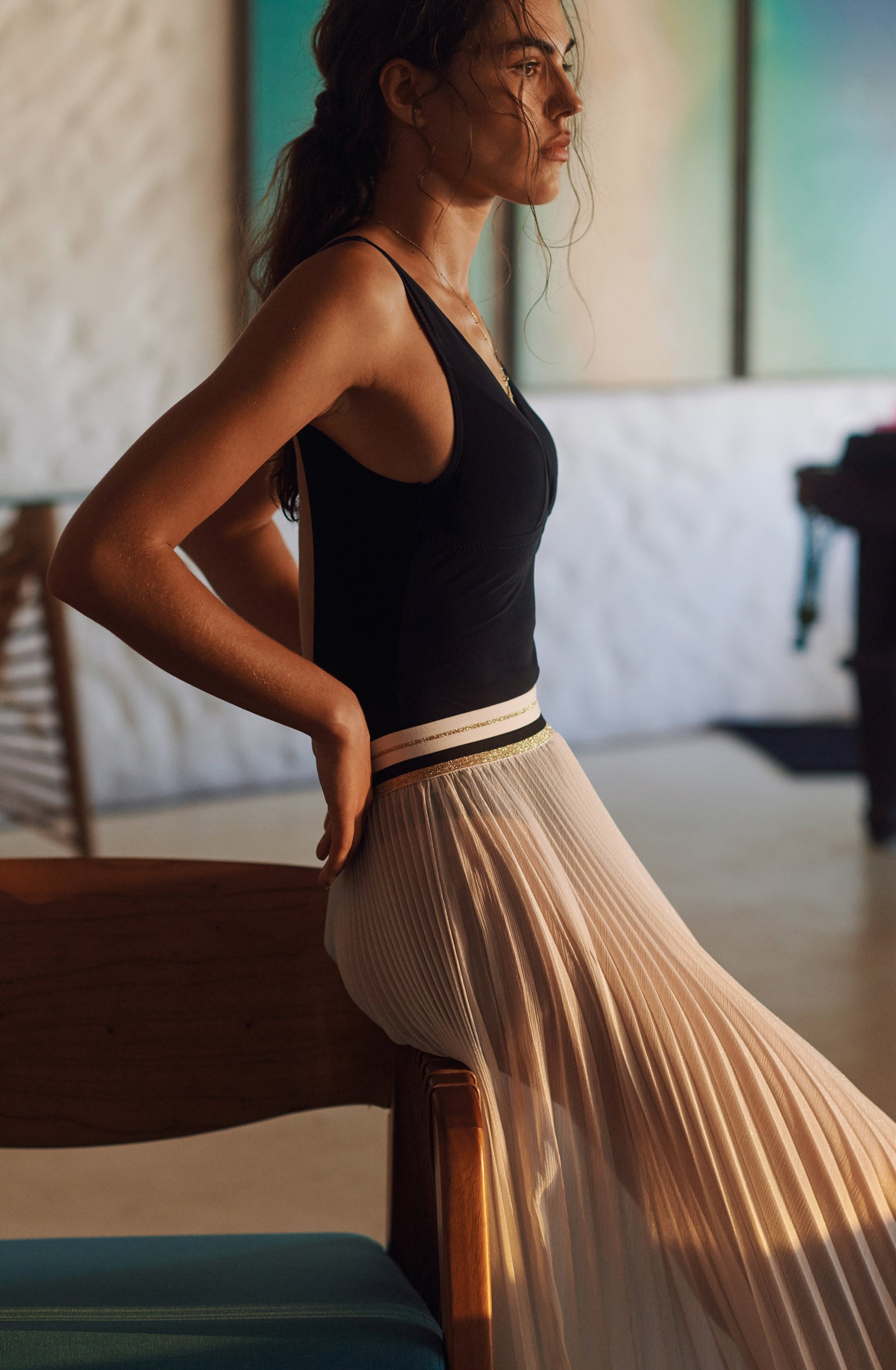 jankan Jupe longue plissée blanche