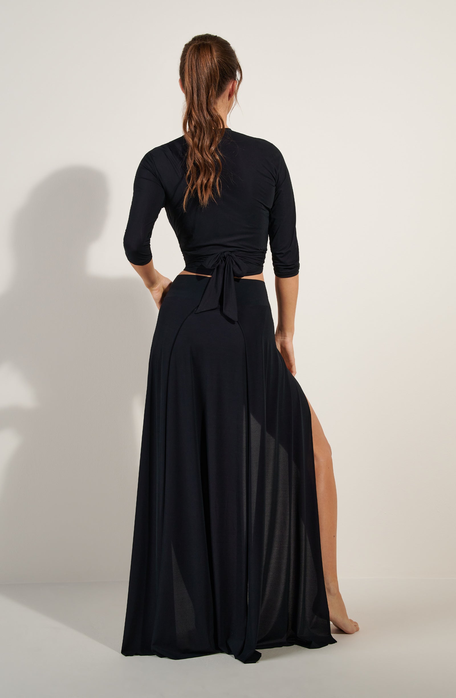 luiza Haut cache-coeur noir à manches longues