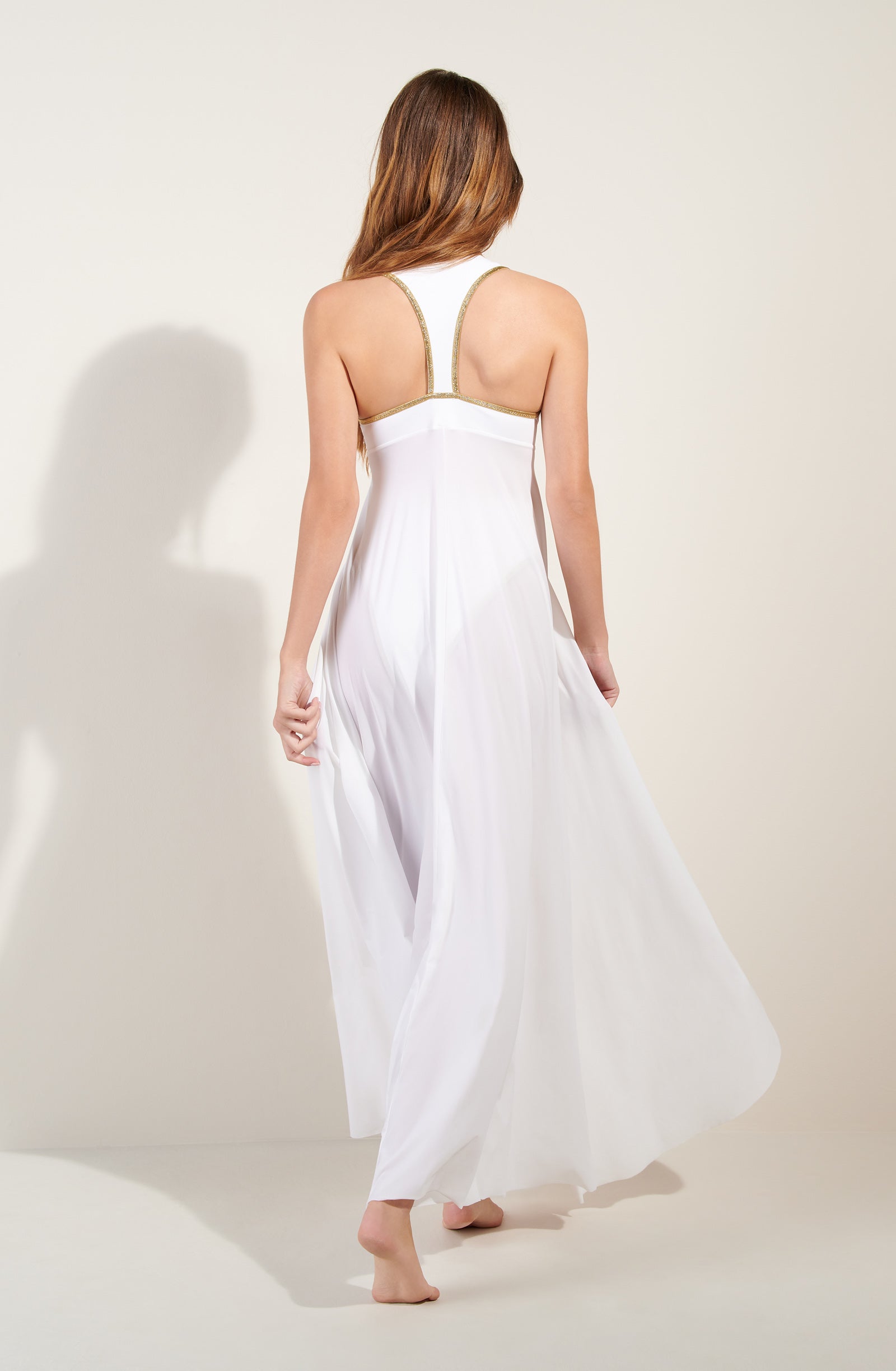 rosane Robe longue blanche ouverte sur le devant