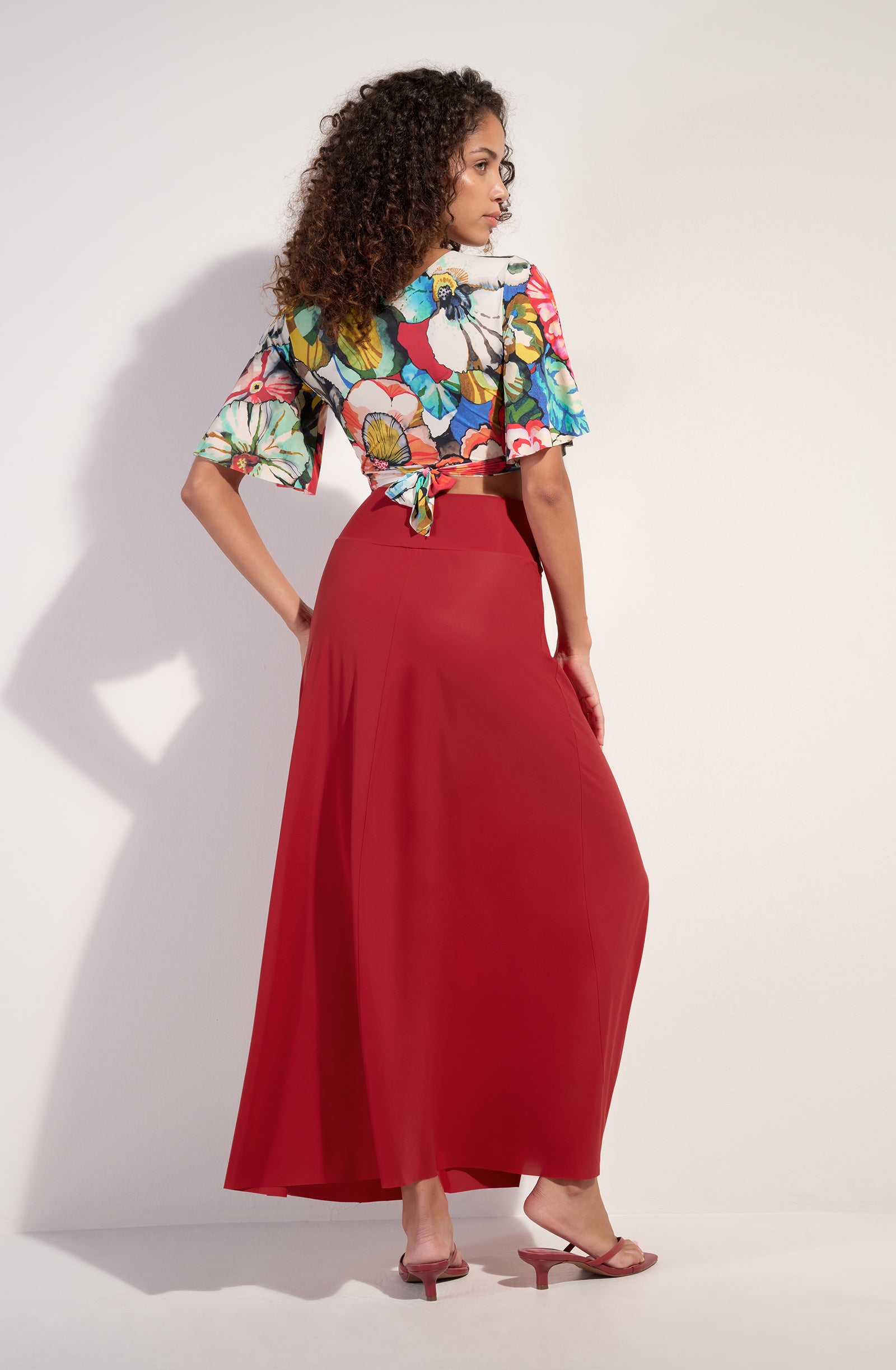 Jupe longue muti-position rouge garance