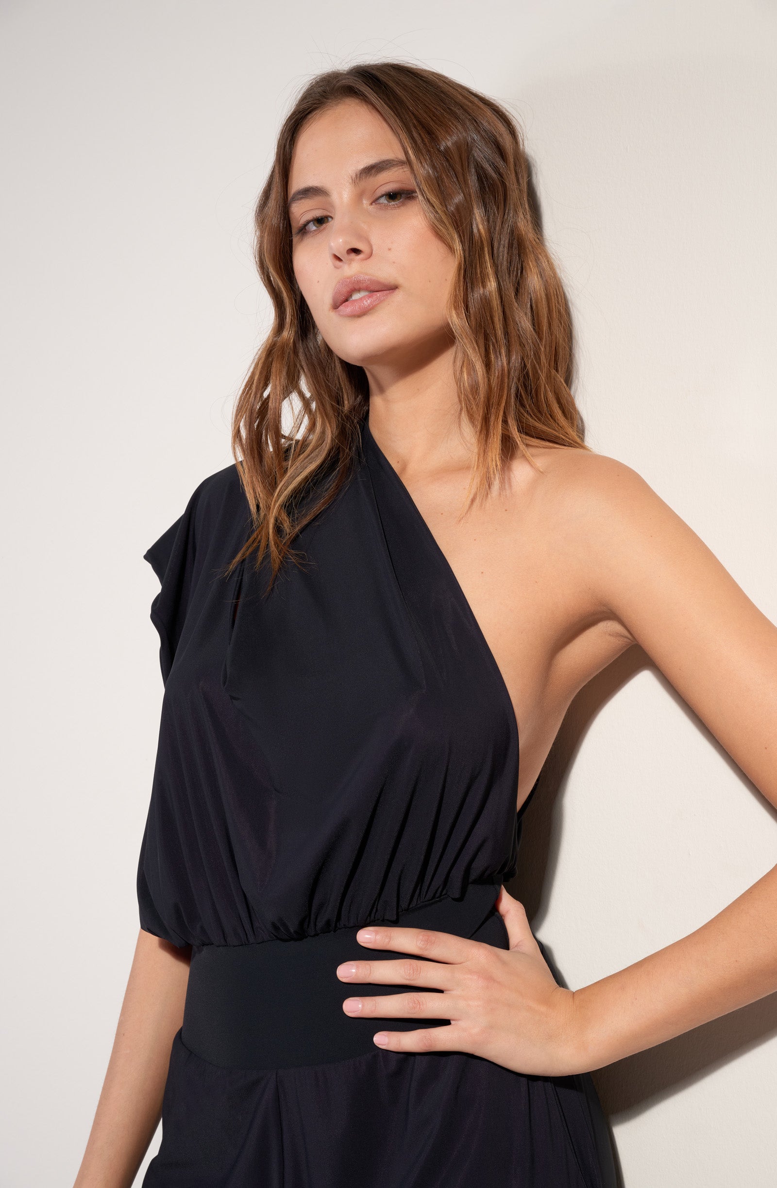 maissa combinaison pantalon en voile extensible noir