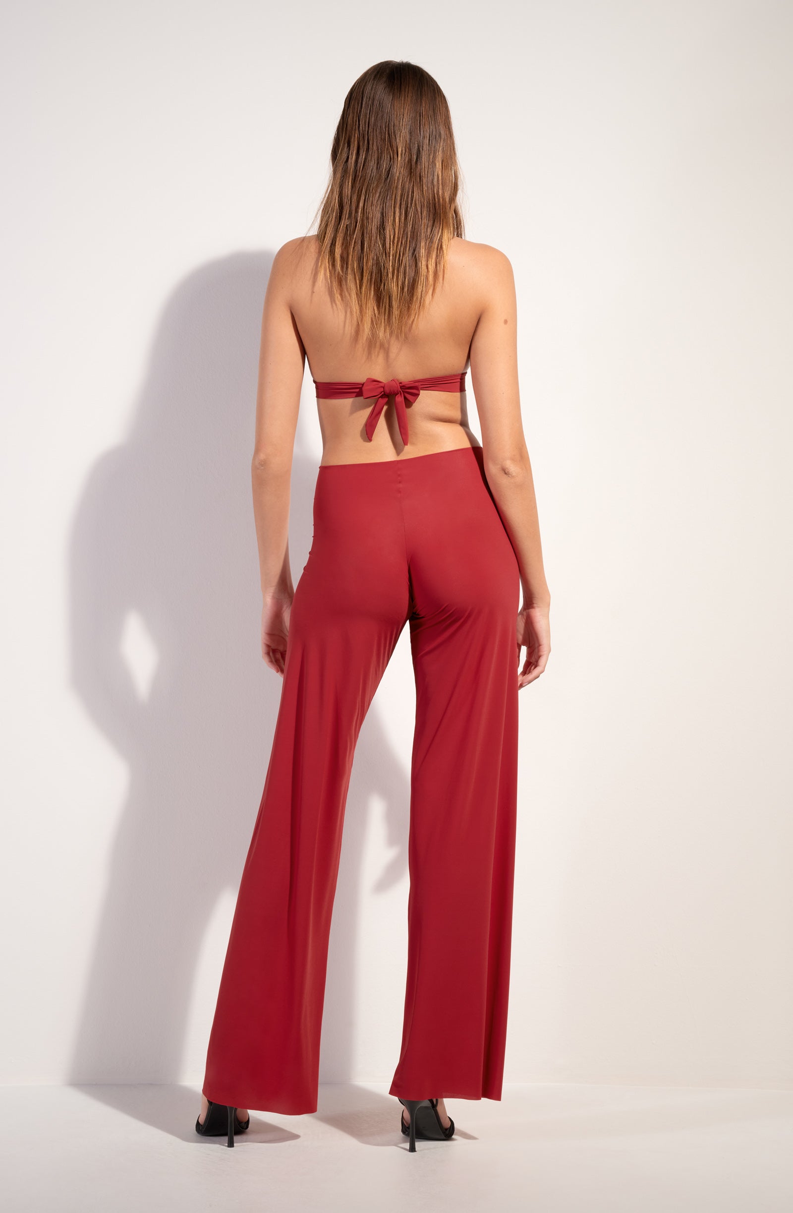 myla pantalon ample en voile leger rouge garance