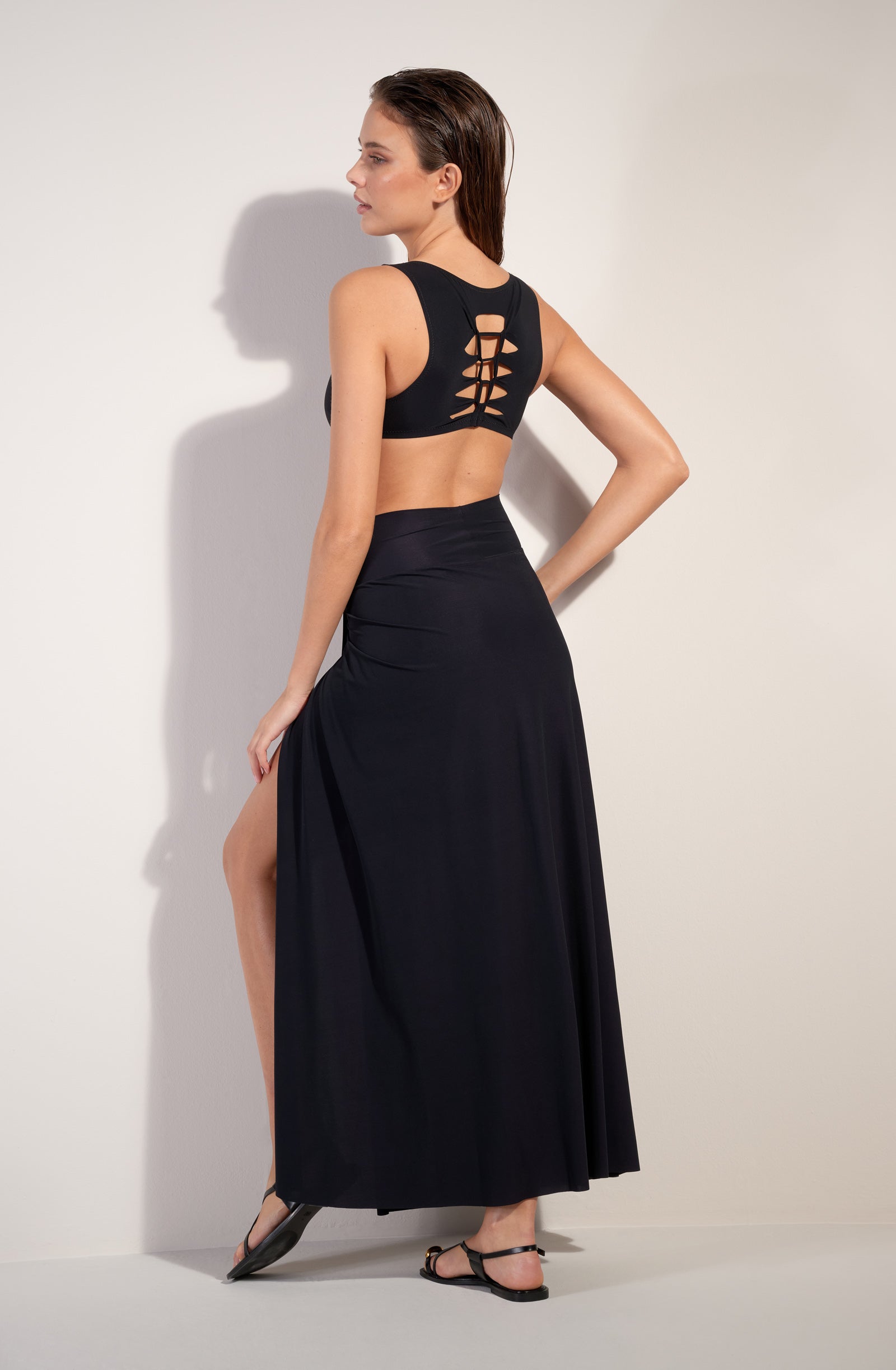 tecla haut de maillot crop top noue noir