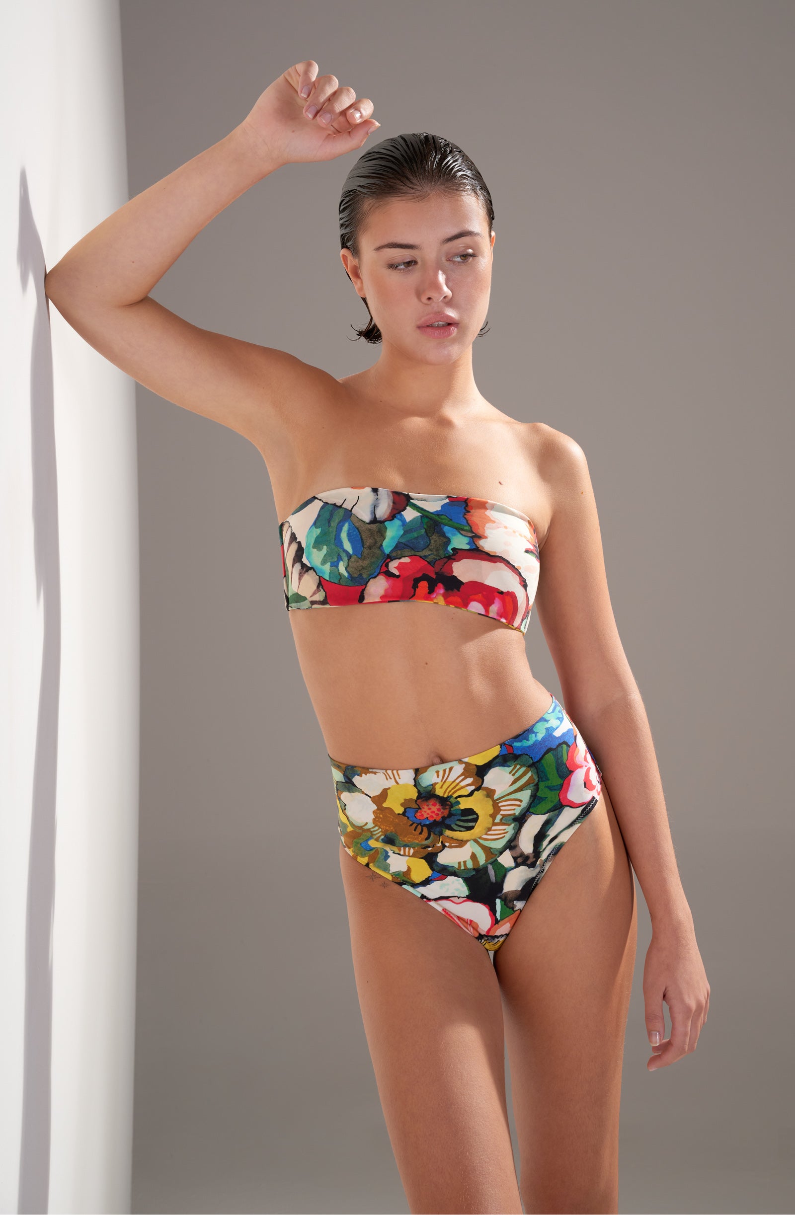 tobago bas de maillot de bain taille haute imprime flower