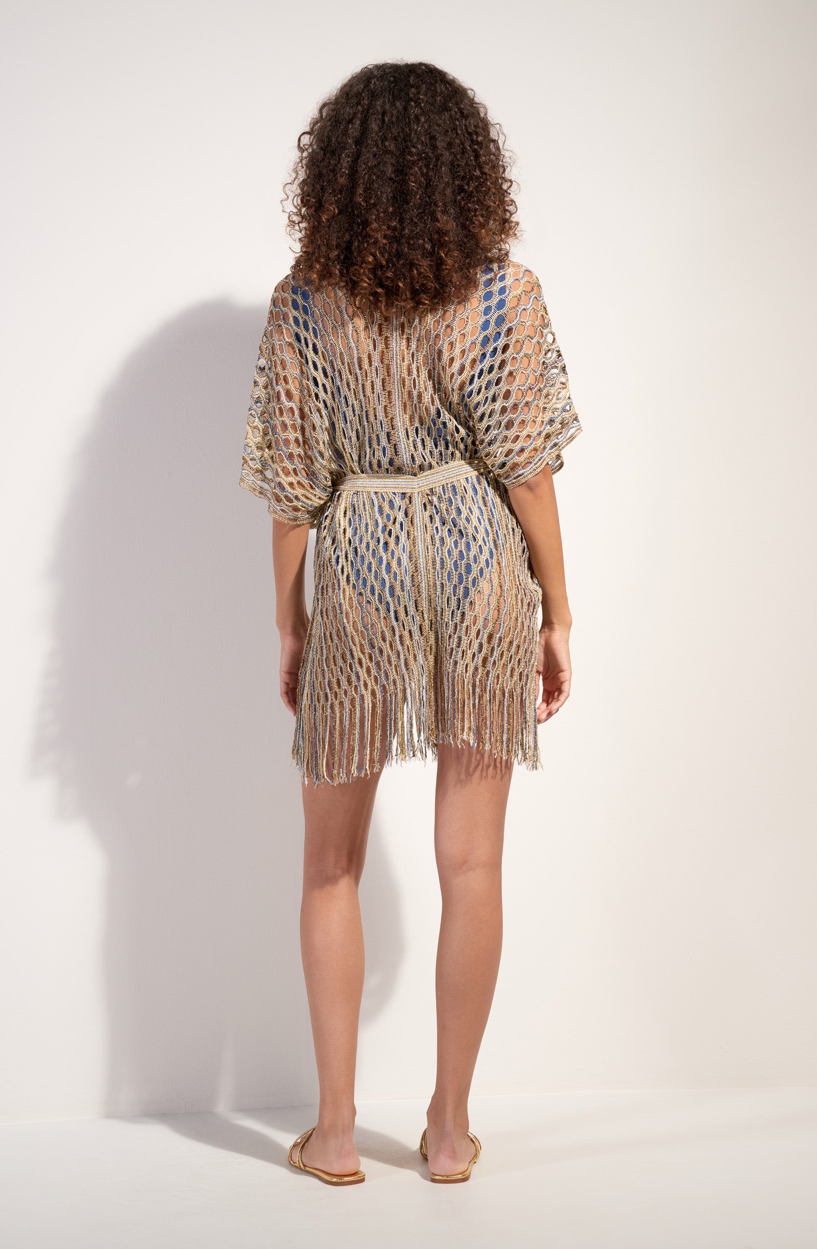 venise poncho a franges en pointe