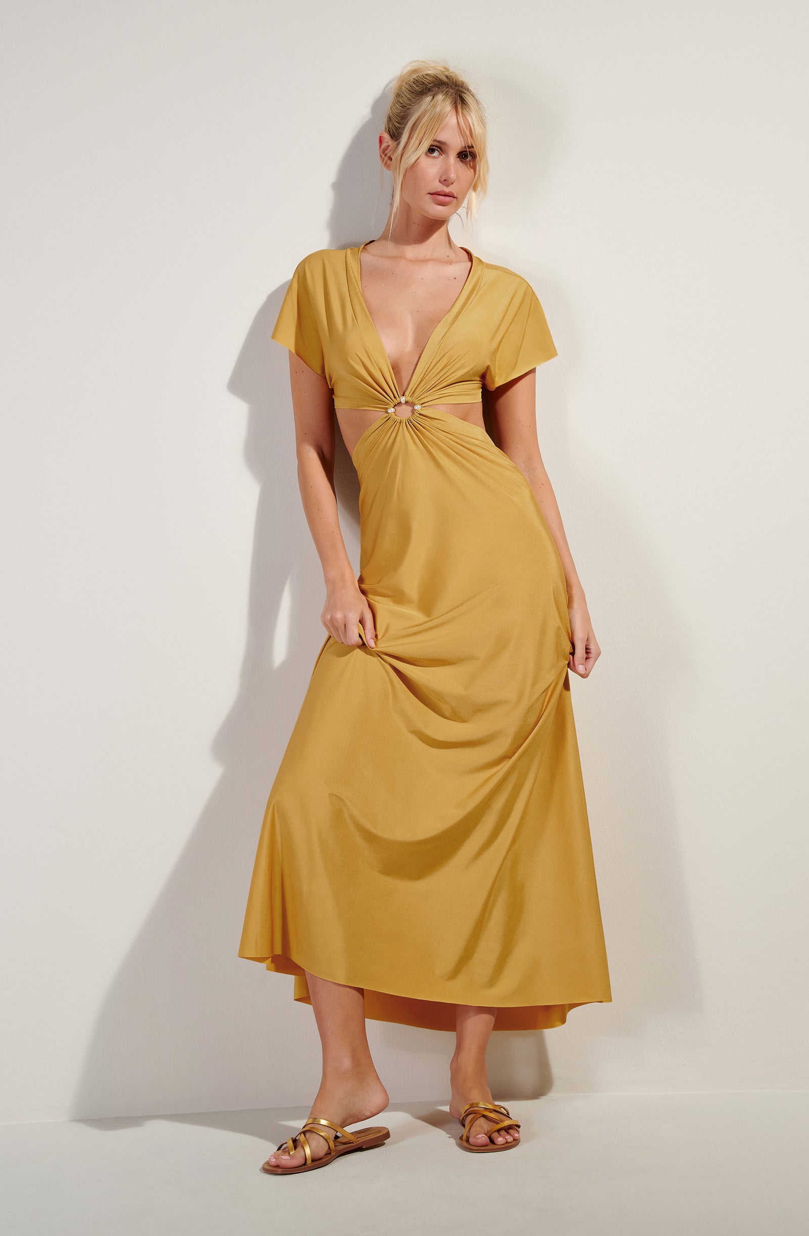 PAIN de SUCRE Women Rislene Long Flared Apple Green Colored Dress main image 1