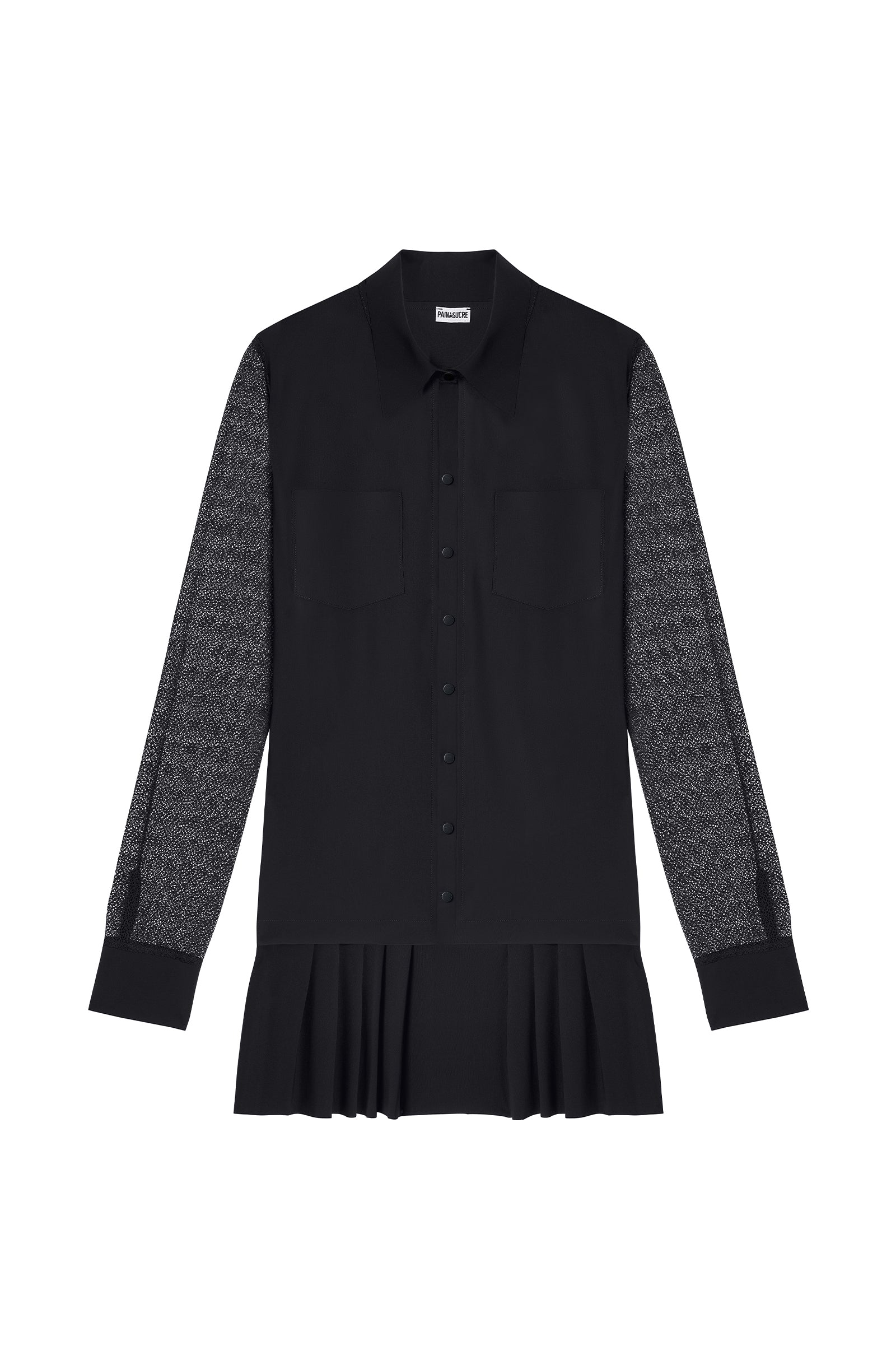 richarde Robe chemise noire à manches transparentes