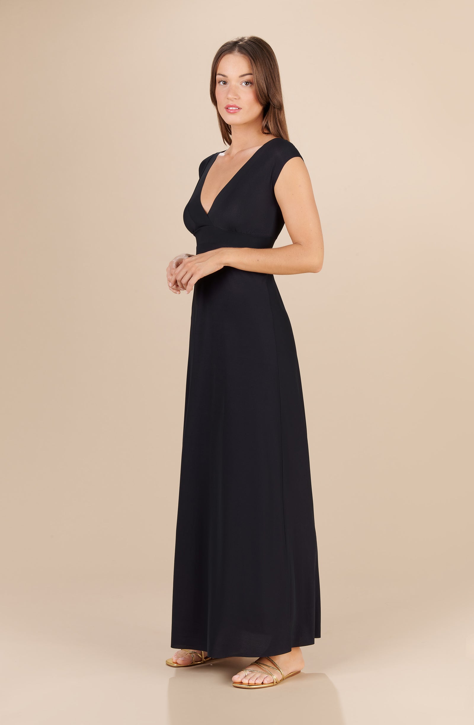 zaelie - Robe longue décolletée noir