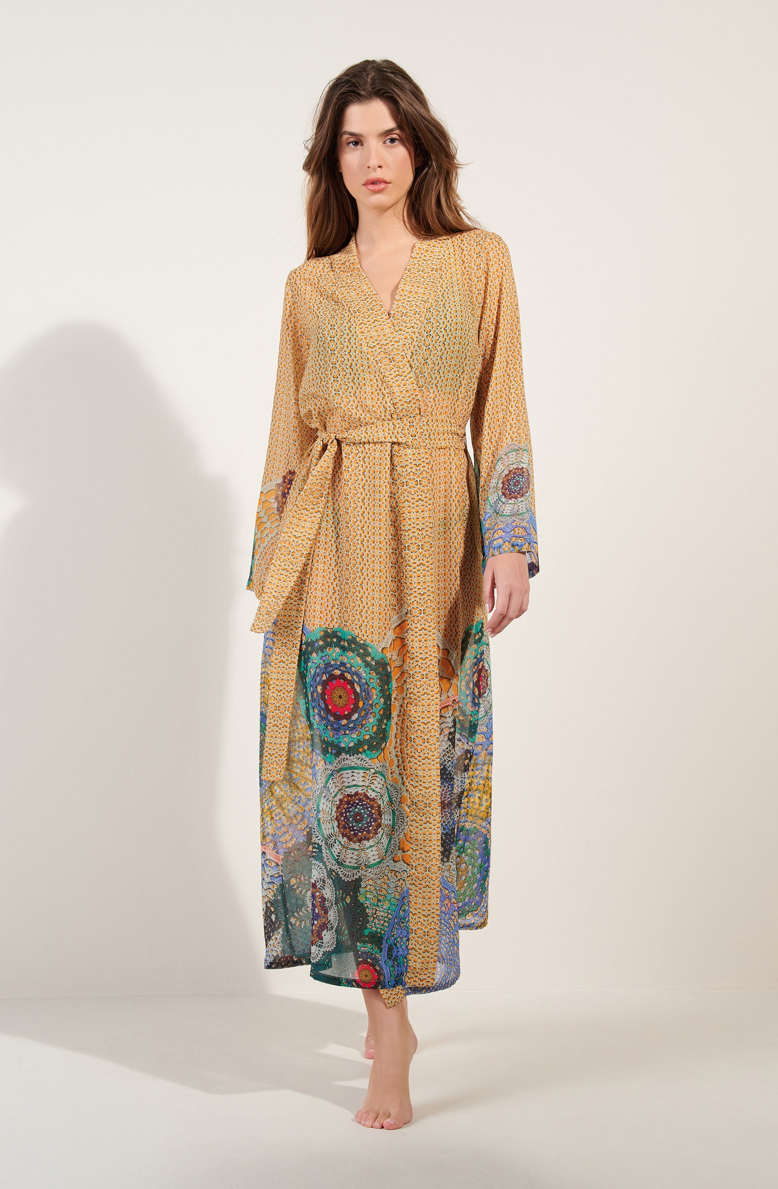 caissy Long kimono ample en voile imprimé GIPSY