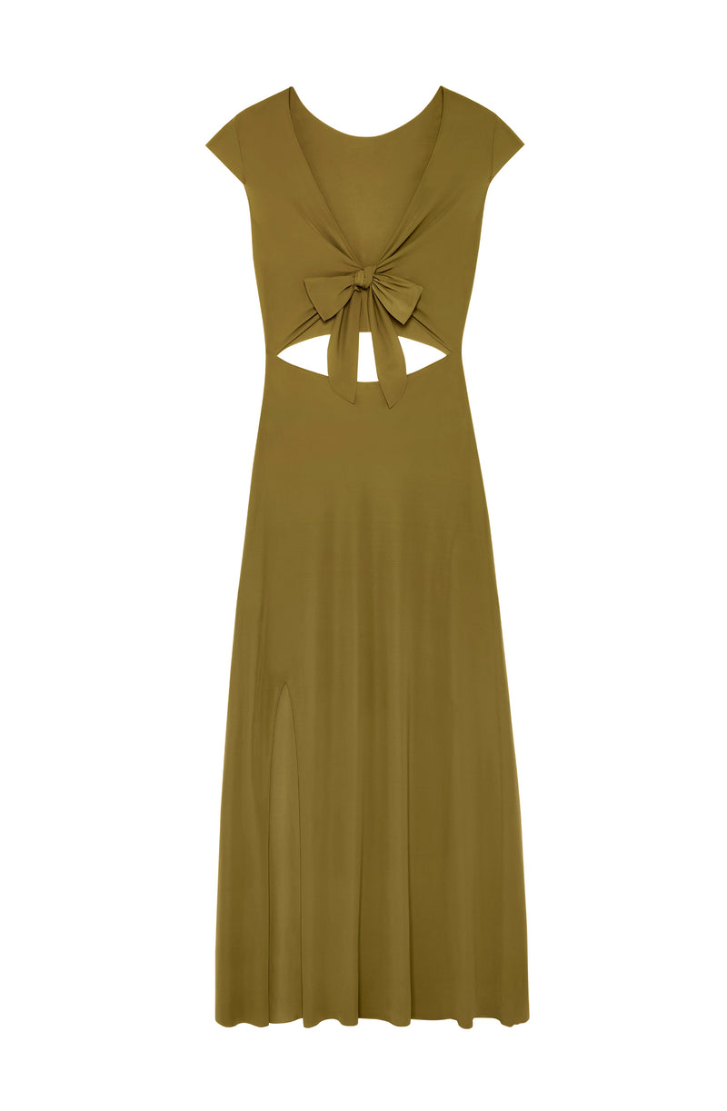 kolil robe longue bronze découpe cropped - Pain de Sucre