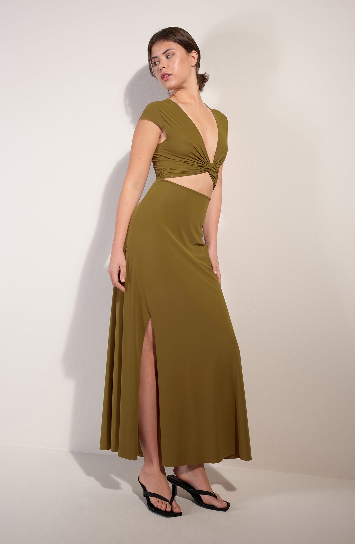 kolil robe longue bronze découpe cropped - Pain de Sucre