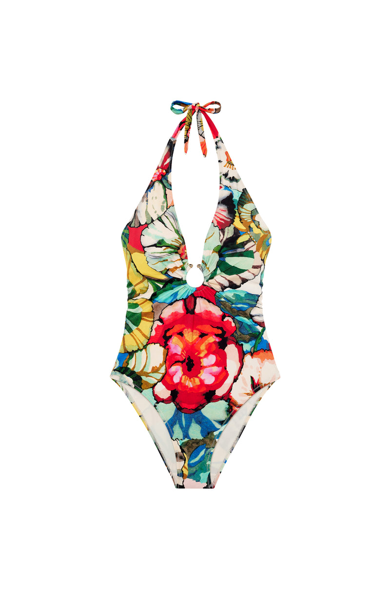 Maillot de Bain 1 Pièce avec Anneaux fleuri - Pain de Sucre