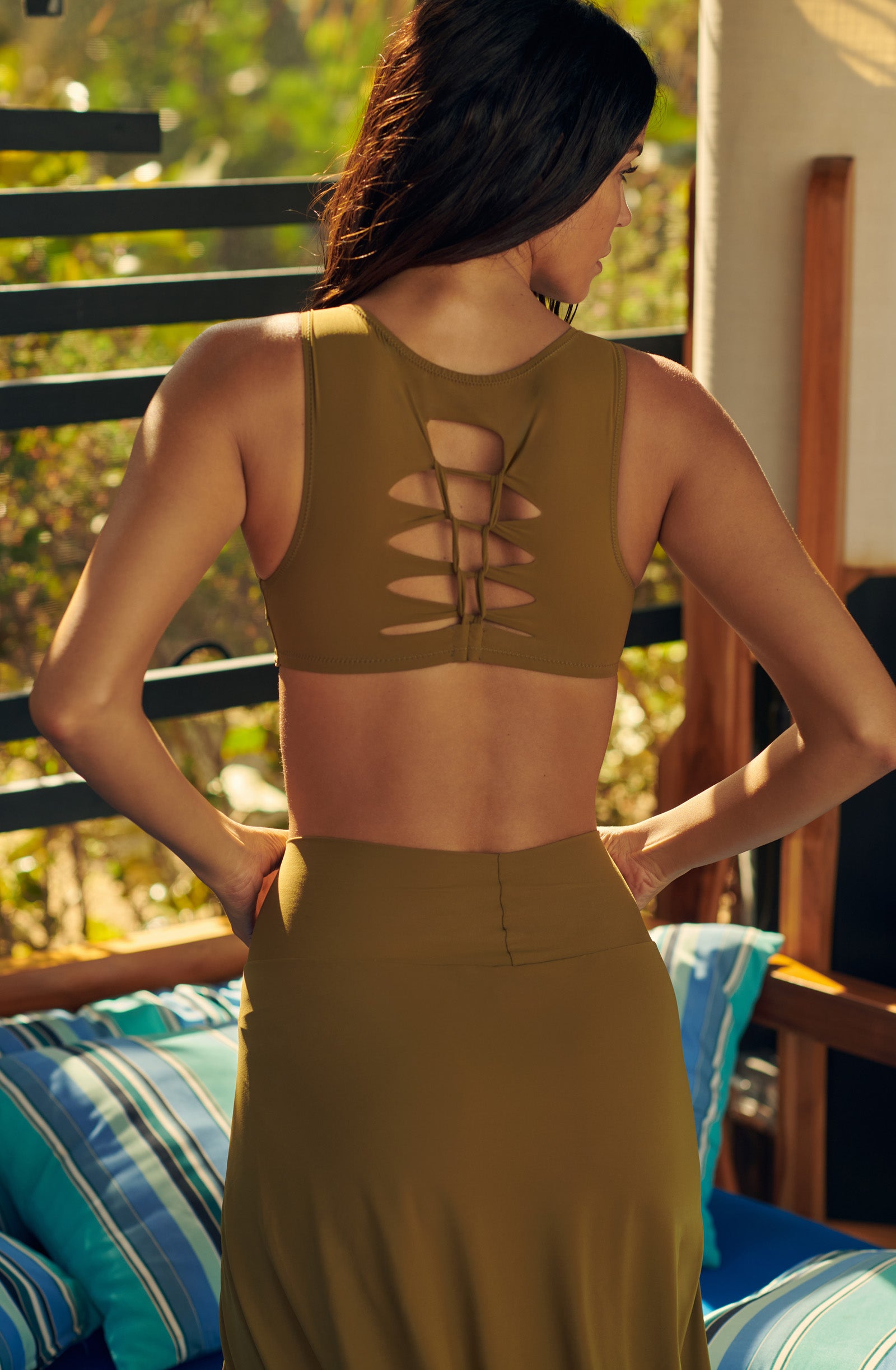 tecla Haut de maillot crop-top noué bronze