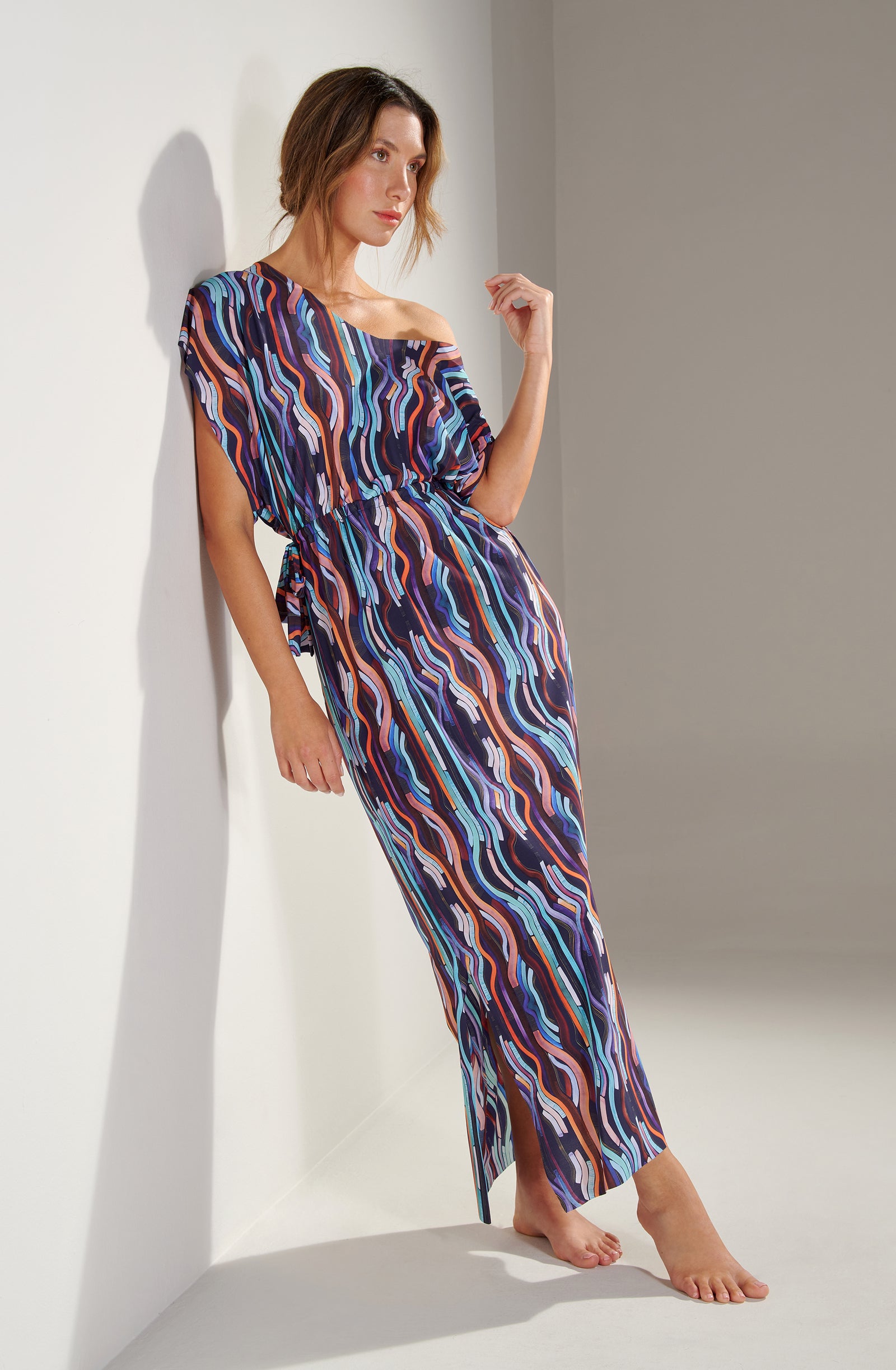 randa Robe tunique longue imprimé NEON