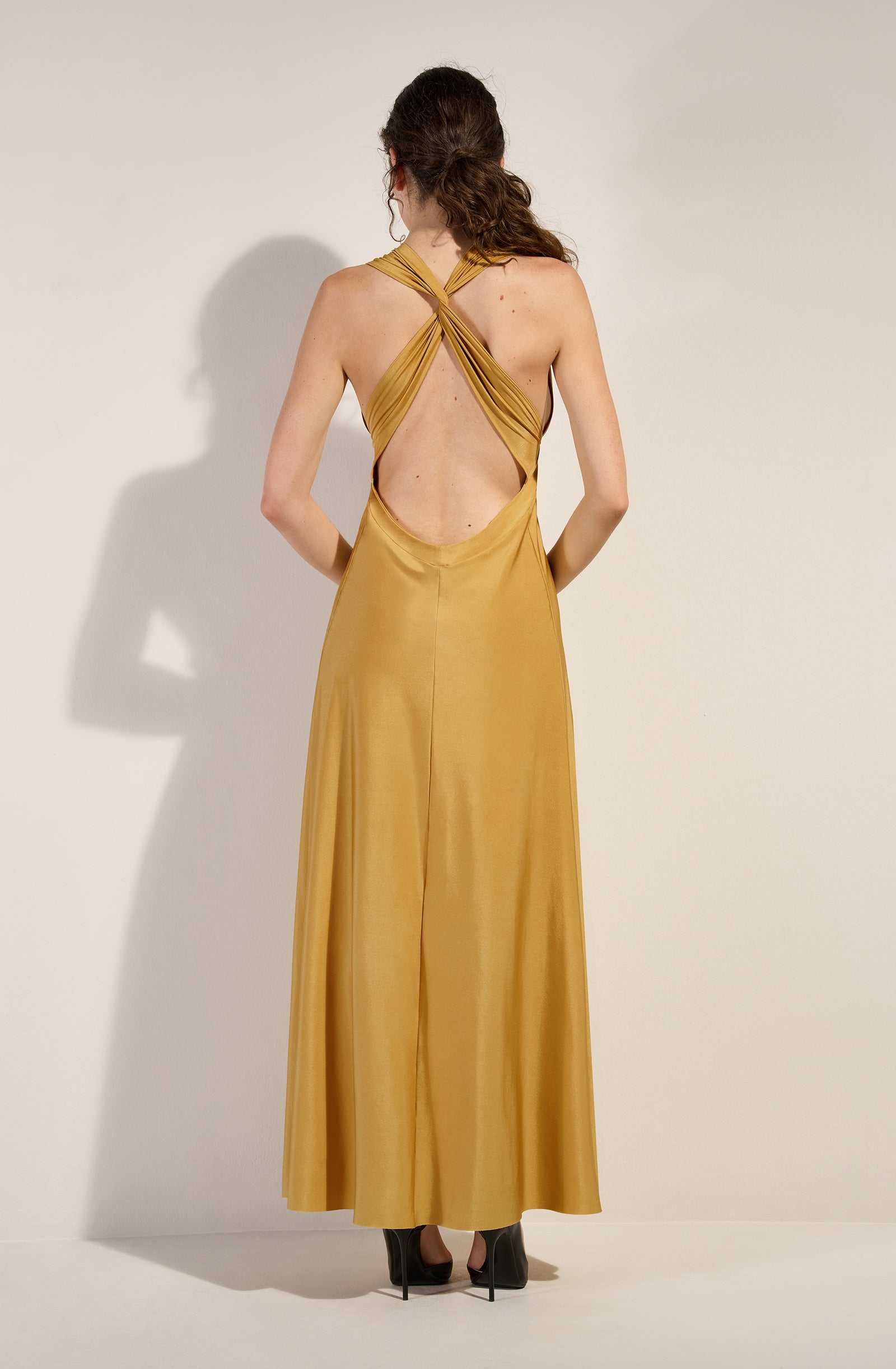 reena Robe longue évasée gold