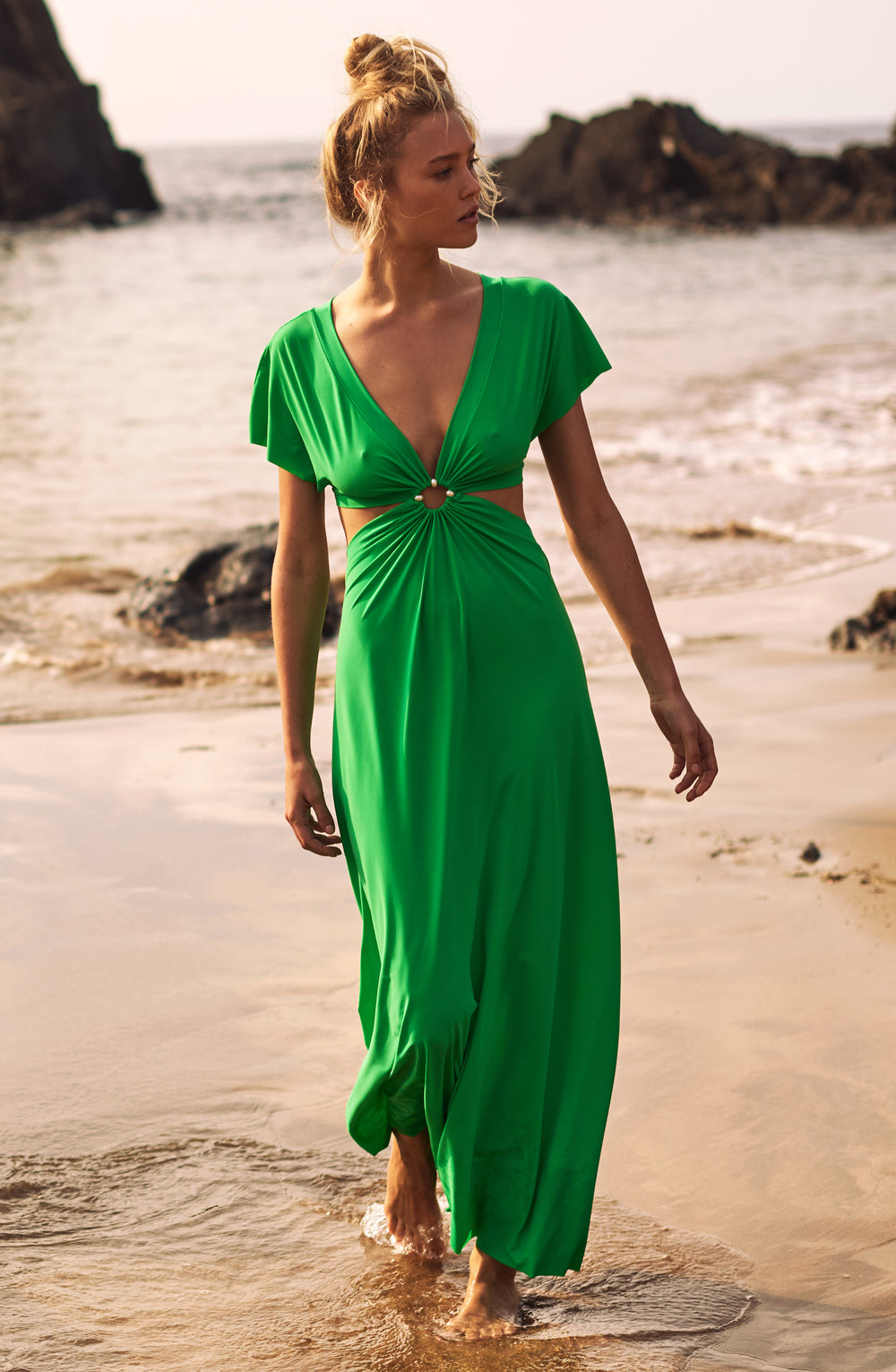 rislene robe longue évasée pomme - Pain de Sucre