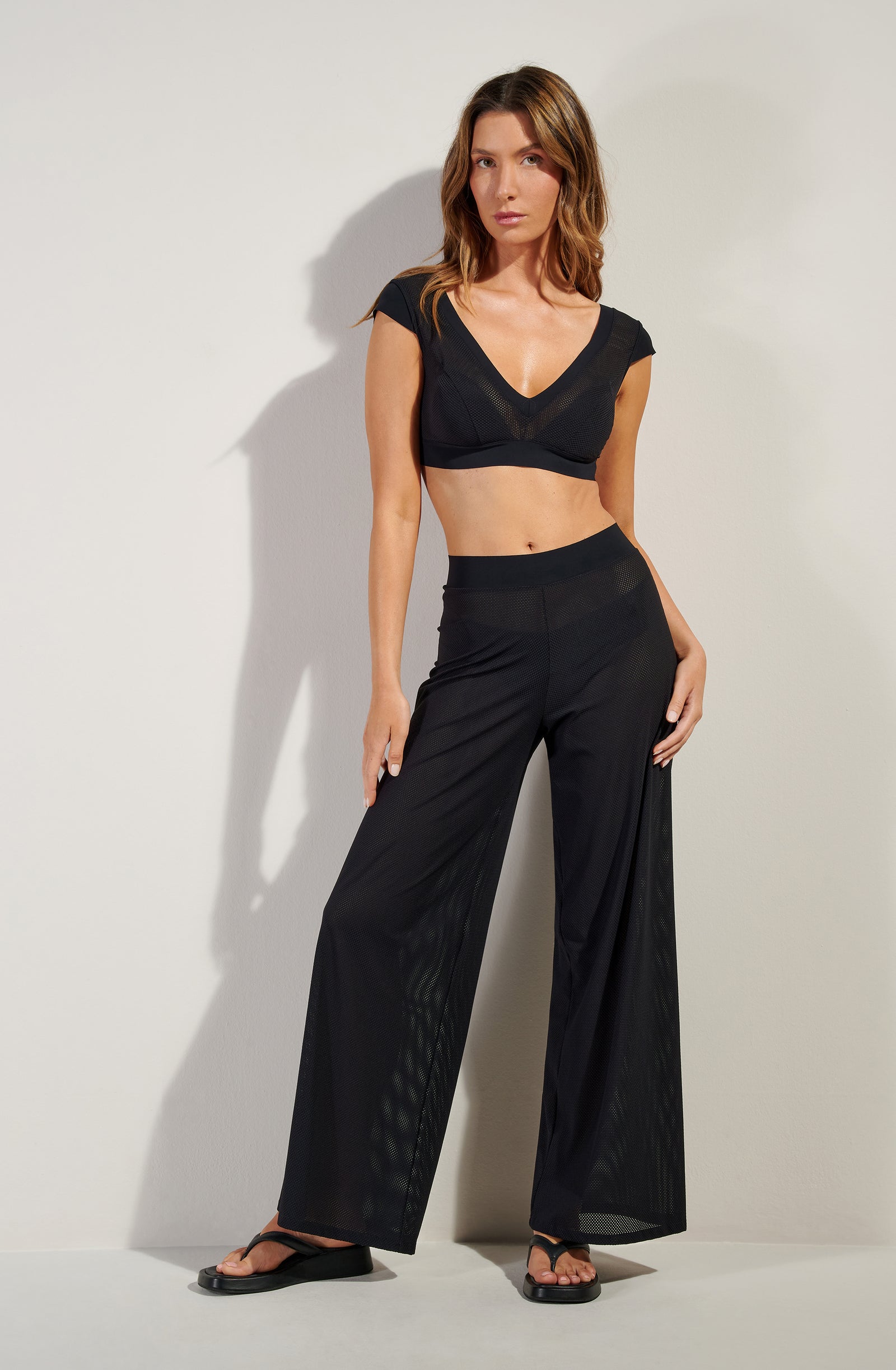 yara Pantalon droit noir