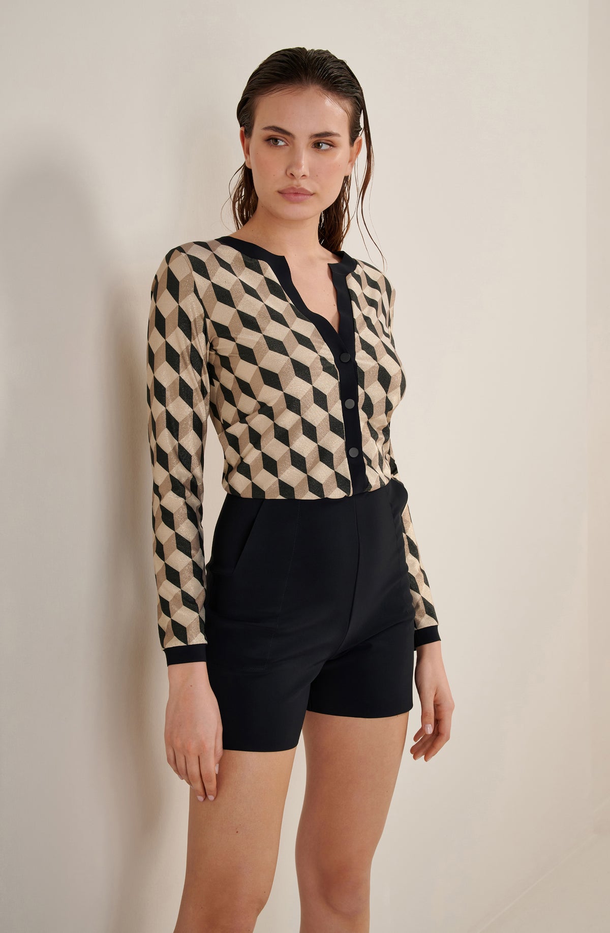 canelle Combishort imprimée en maille