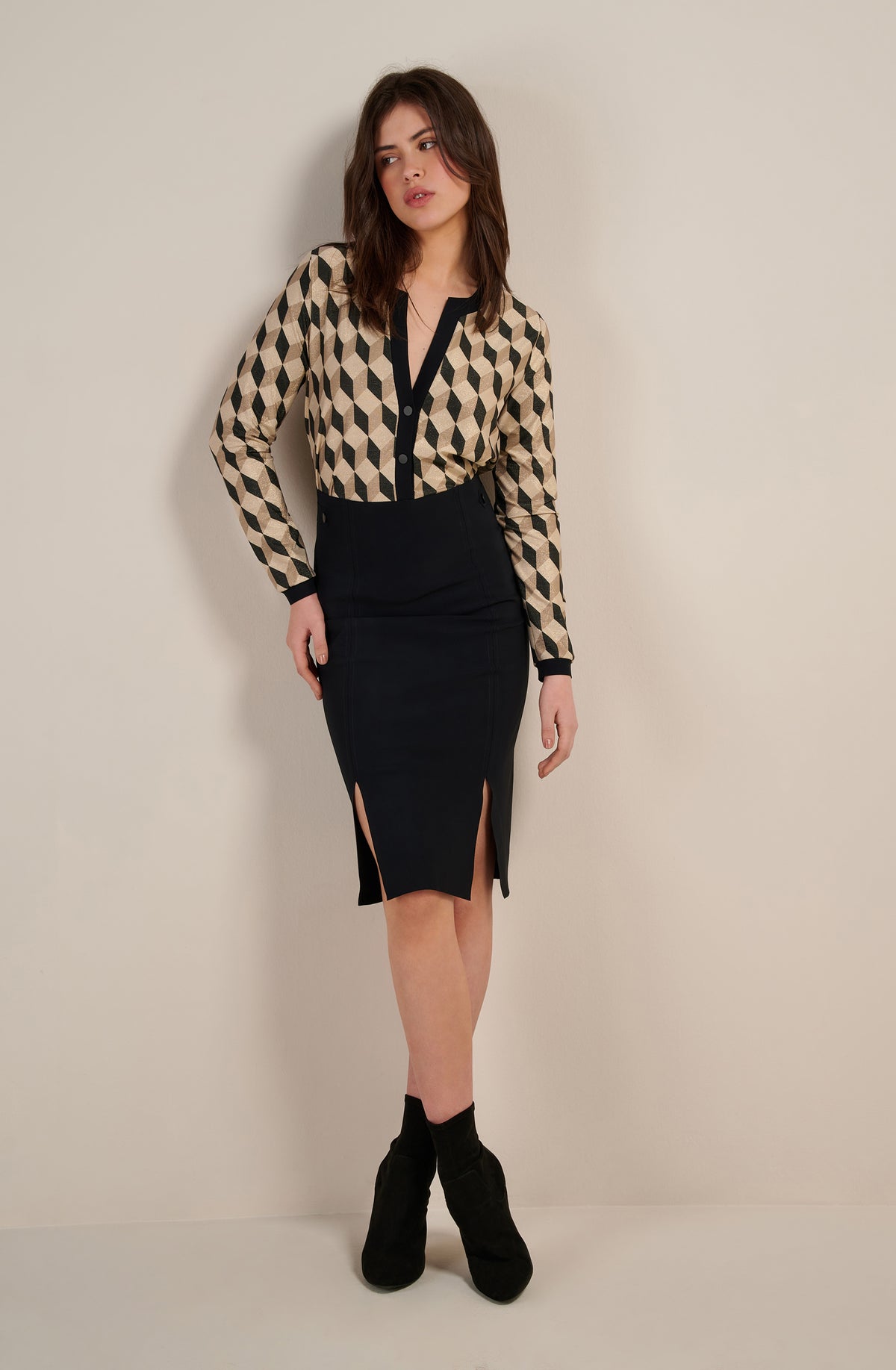 carlyn Gilet droit imprimé en maille