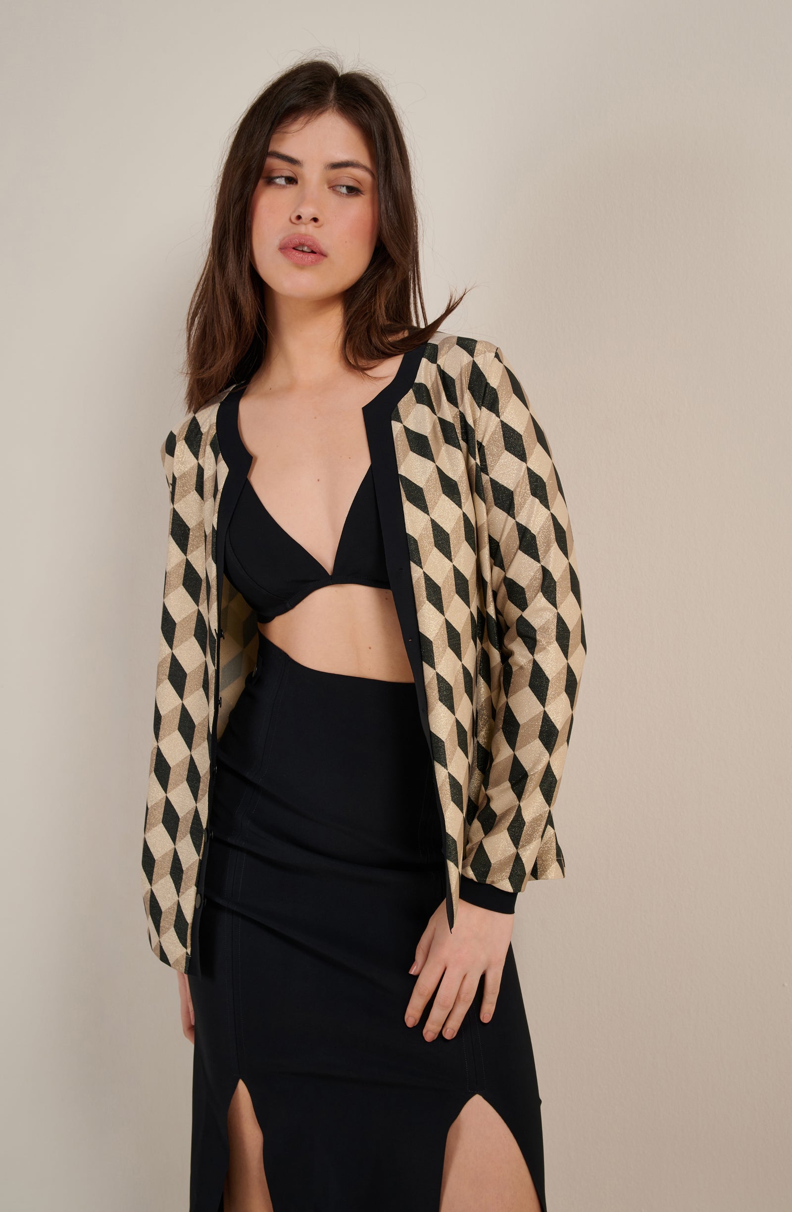 carlyn Gilet droit imprimé en maille