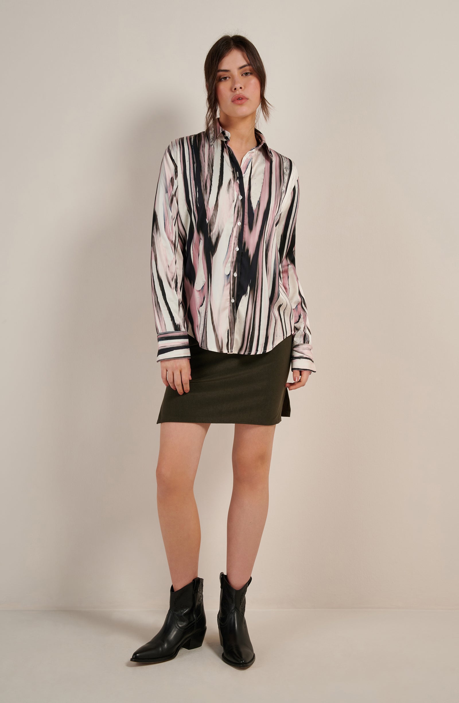cyntia Chemise ample imprimée à manches longues