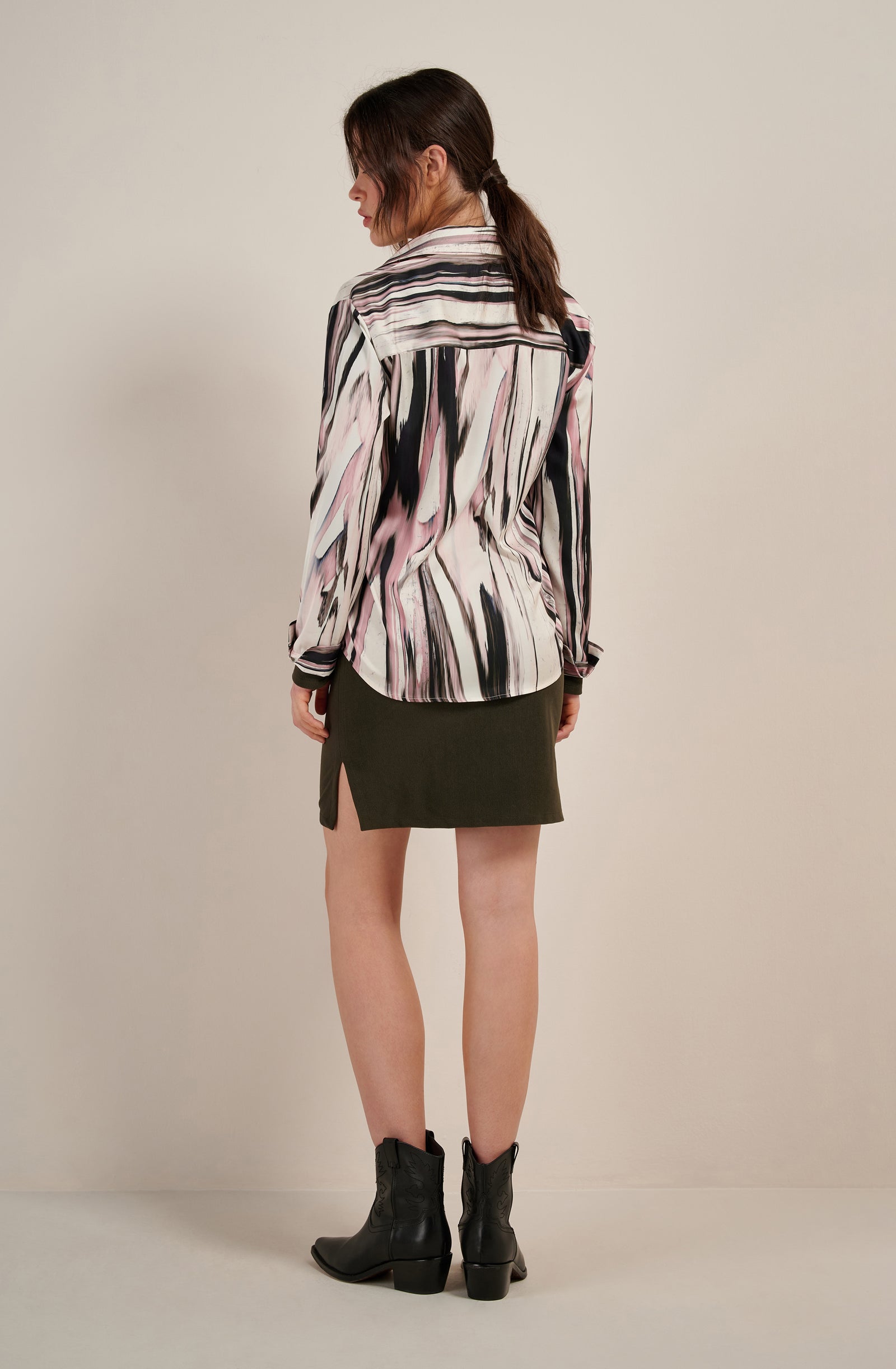 cyntia Chemise ample imprimée à manches longues