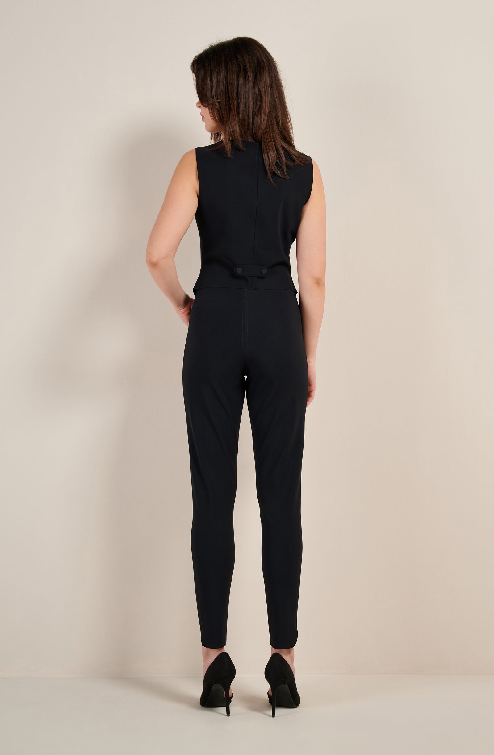 pippo Pantalon cigarette taille haute noir