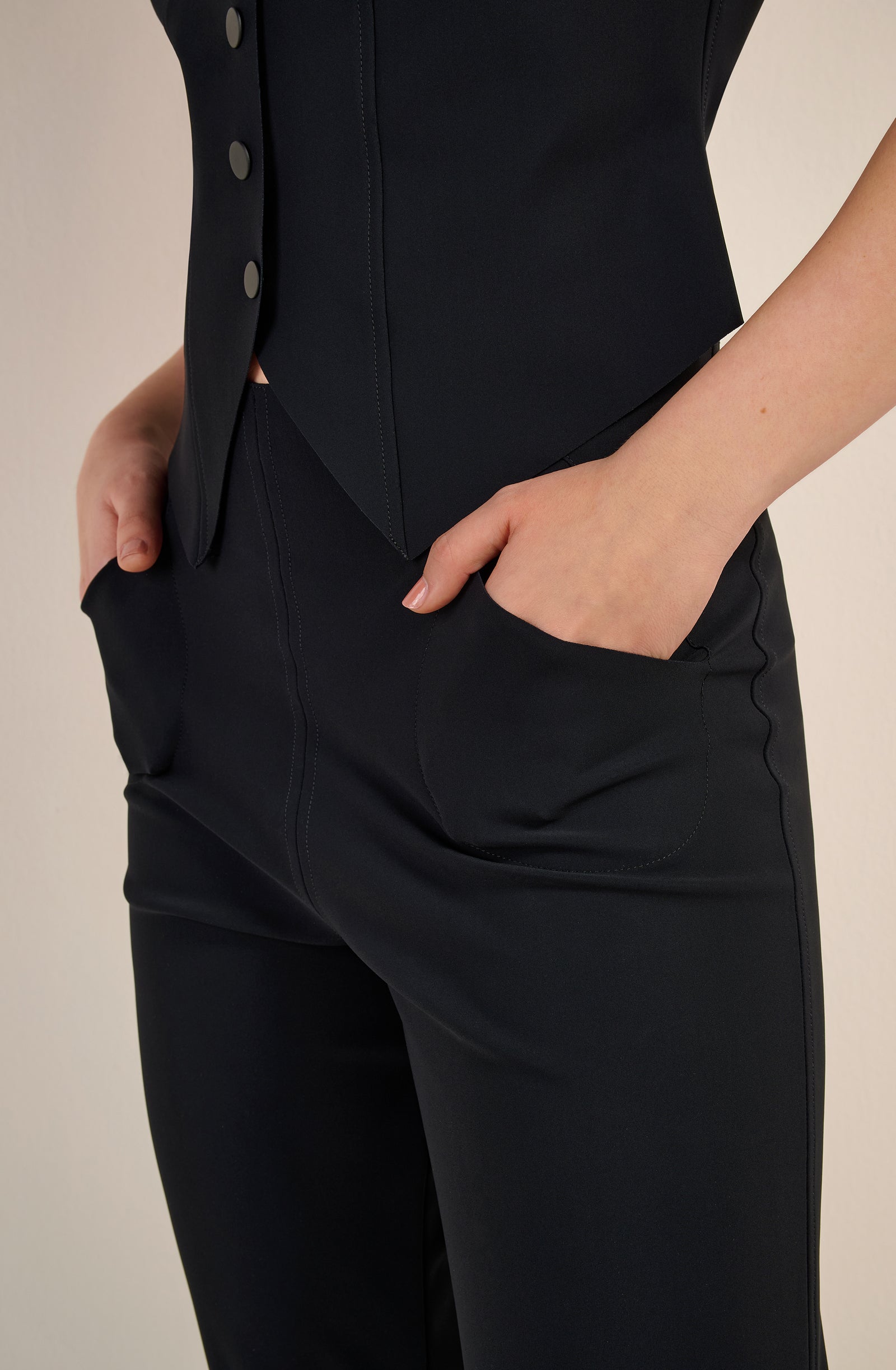 pippo Pantalon cigarette taille haute noir