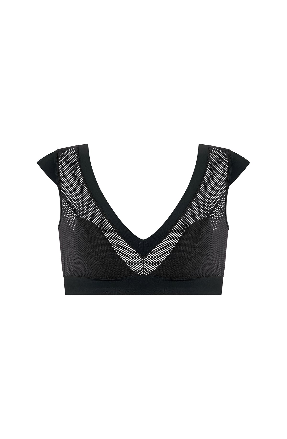 niam haut de maillot de bain brassiere noir a manches courtes
