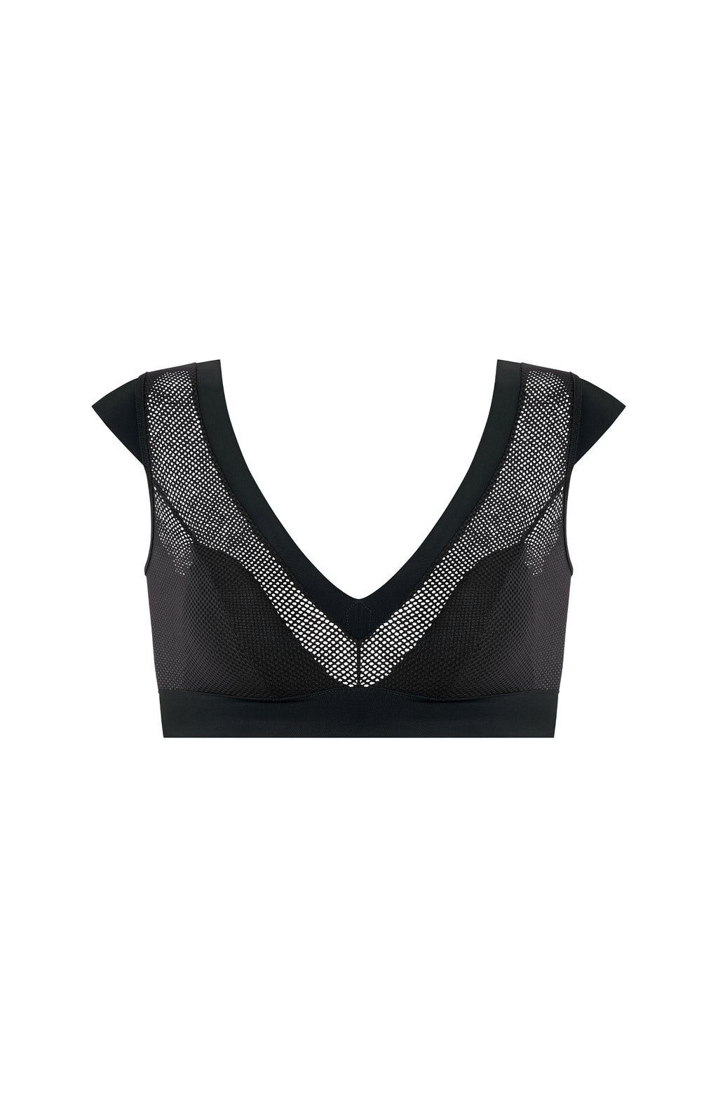 niam haut de maillot de bain brassiere noir a manches courtes