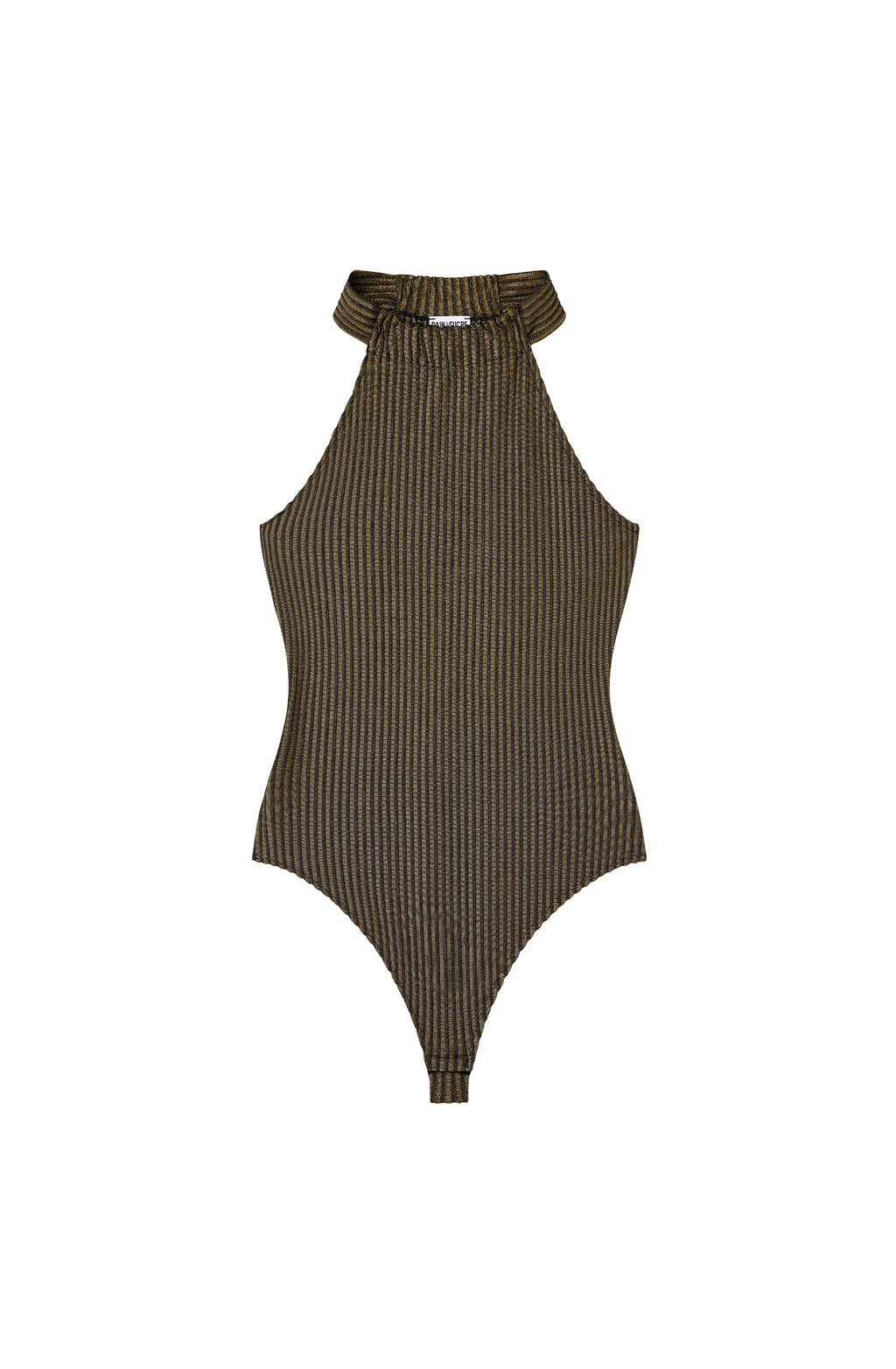 beverly Body string noir et doré en maille côtelée