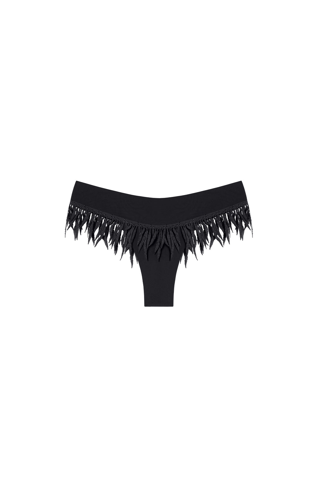 cao String noir à plumes