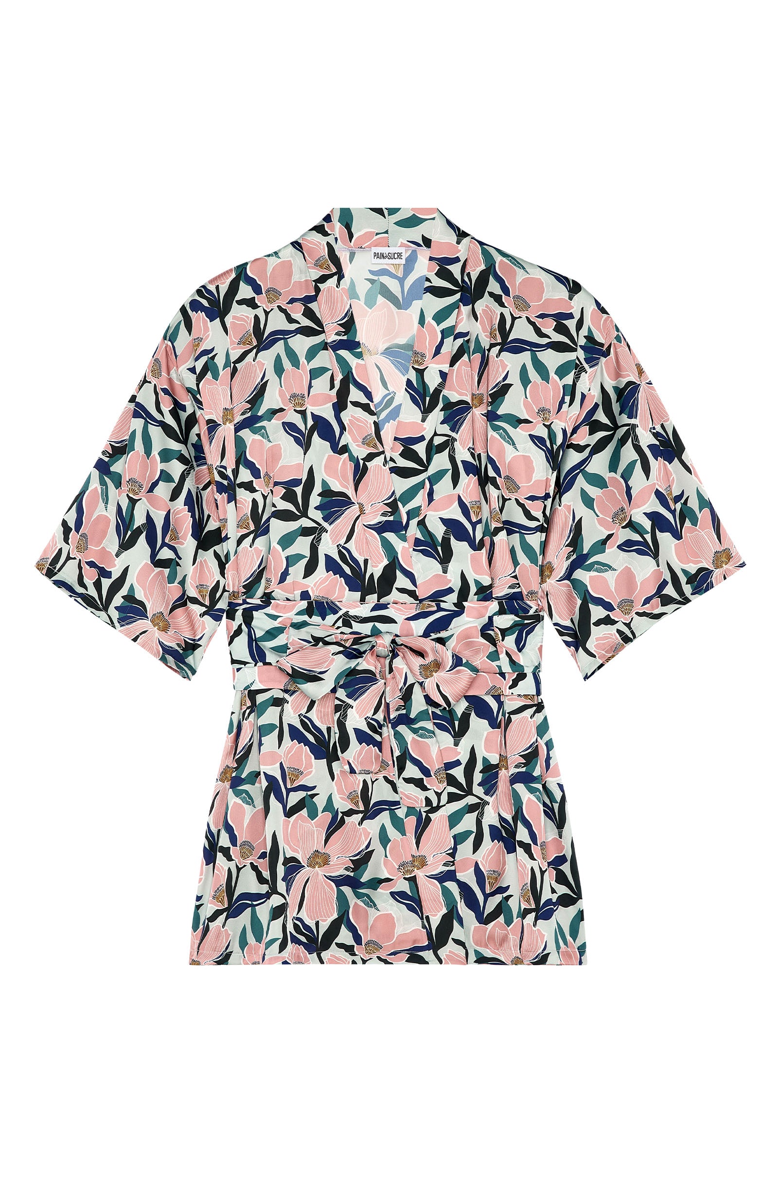 delila Kimono en satin imprimé MAGNOLIA